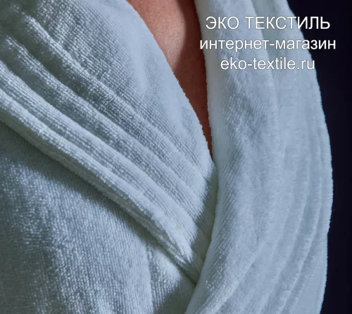 Quietude серо-голубой. Халат велюр-махра 100% Хлопок. Blanc des Vosges, Франция. ЭКО ТЕКСТИЛЬ интернет-магазин (3)