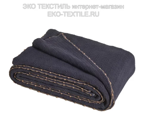 ARTESIA BLEU Corinthe темно-синий. Покрывало 100% Хлопок-StoneWashed. Blanc des Vosges Франция-Португалия. ЭКО ТЕКСТИЛЬ интернет-магазин