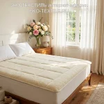 Woolly & Tencel Наматрасник 100% тенсель-натуральная овечья открытая шерсть Стеганый с резинками по углам Лежебока Россия ЭКО ТЕКСТИЛЬ интернет-магазин (1)